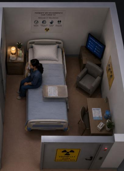 Habitación con medidas de seguridad para tratamiento con Yodo-131